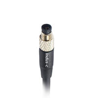 3pins, M5 A code male straight pur cable with shielded, -40℃~+105℃