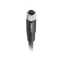 3pins, M5 A code female straight pur cable with shielded, -40℃~+105℃