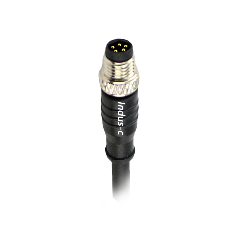 5pins, M8 B code male straight pur cable, -40℃~+105℃